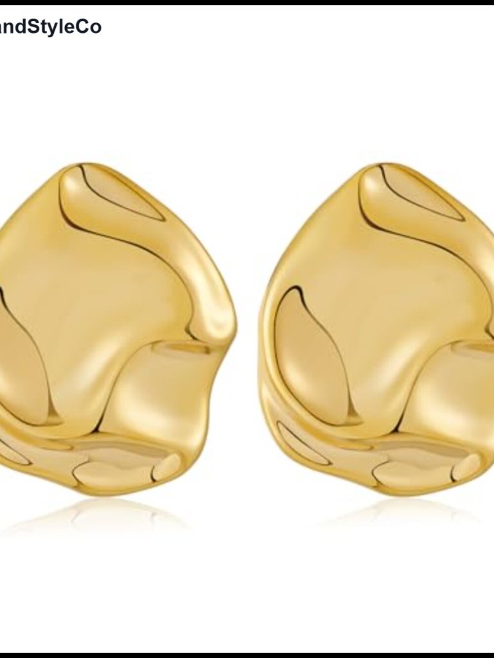 Hammered Gold Stud Earrings Irregular Geometric Vintage Statement Jewelry